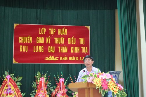 đồng chí Nguyễn Đình Tới - Thường vụ huyện ủy – Trưởng Ban Tuyên giáo huyện ủy phát biểu tại buổi lễ.JPG