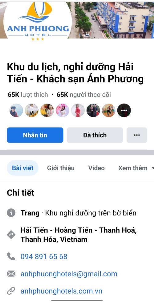 10. FanPage Khu tổ hợp khách sạn Ánh Phương Hải Tiến với lượt theo dõi khủng - 65.000 người.jpg